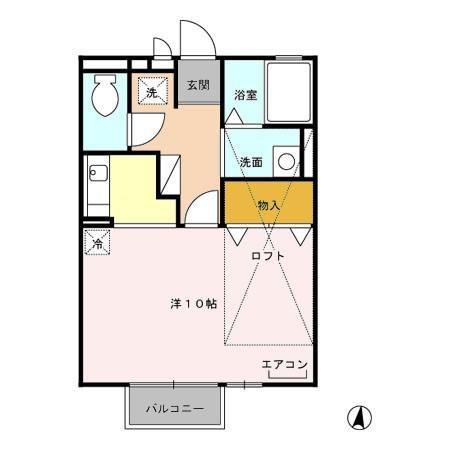 シャルム(ワンルーム/2階)の間取り写真