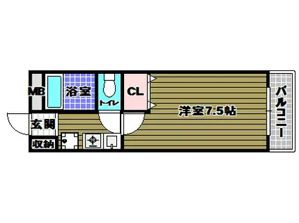 ヴィアベルデ(1K/1階)の間取り写真