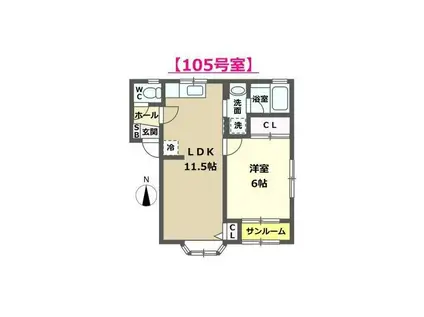 ジョイ・ボヌール(1LDK/1階)の間取り写真