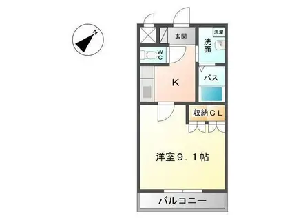 オリオンセトル(1K/1階)の間取り写真