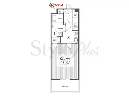 ロイヤルパークスERささしま(1K/6階)の間取り写真