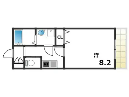 ワコーレヴィアーノ須磨関守町(1K/1階)の間取り写真