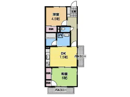 リュミエ新所沢I(2DK/2階)の間取り写真