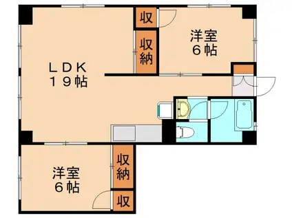ヒカリハイツ(2LDK/4階)の間取り写真