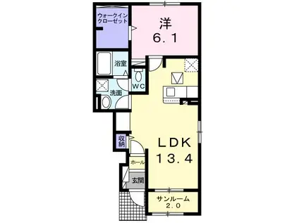 リアンA(1LDK/1階)の間取り写真