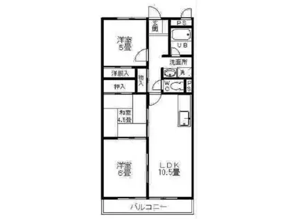 ドミールK弐番館(3LDK/1階)の間取り写真