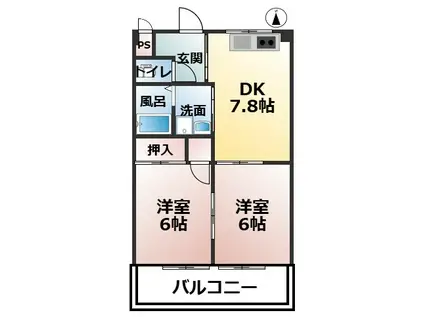 セントラルハイツ(2DK/3階)の間取り写真