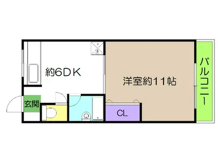 ロイヤル薊野(1DK/3階)の間取り写真