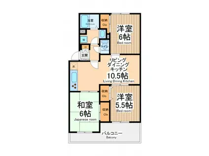 ハイムさがみの園B(3LDK/3階)の間取り写真