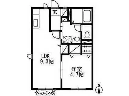 シャルムIII(1DK/2階)の間取り写真