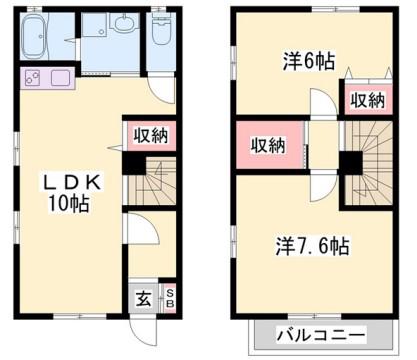 ガーデンハイムB(2LDK/1階)の間取り写真