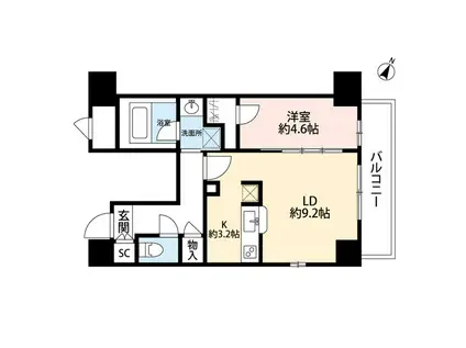 パークソレイユ3番館(1LDK/3階)の間取り写真