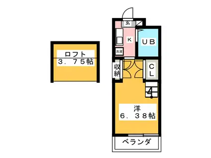 シティパレス上尾3(1K/2階)の間取り写真