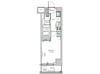 ONE ROOF RESIDENCE KIBA ウエスト(1K/6階)の間取り写真