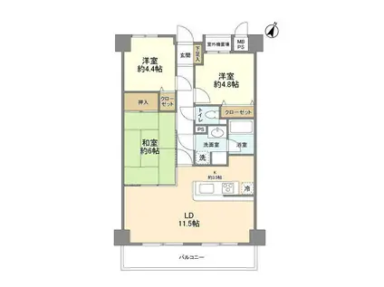ダイアパレス湘南台III(3LDK/3階)の間取り写真
