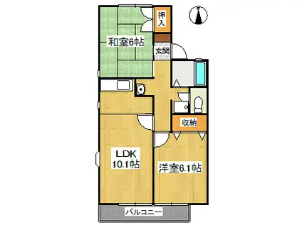 セジュール柳窪(2LDK/2階)の間取り写真