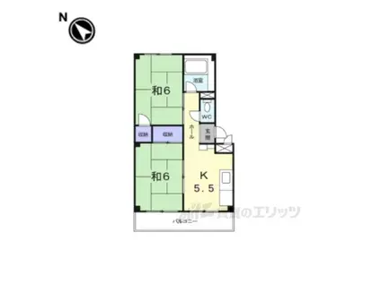 第1パークサイドハイツ(2K/3階)の間取り写真