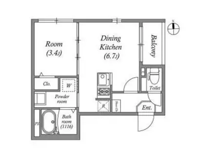 ハーモニーテラス豊南町南(1DK/1階)の間取り写真