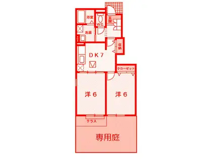 マリンコート三浦(2DK/1階)の間取り写真