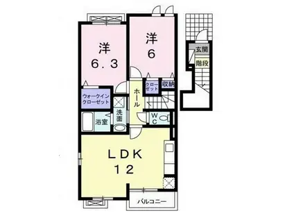 ブルック・サイド B(2LDK/2階)の間取り写真