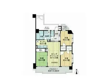 川口元郷サニーコート(3LDK/2階)の間取り写真