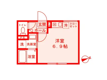シンシアハイツ白楽(ワンルーム/1階)の間取り写真