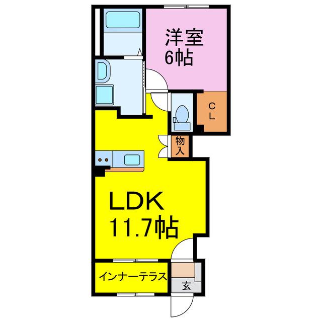 ブルースター(1LDK/1階)の間取り写真