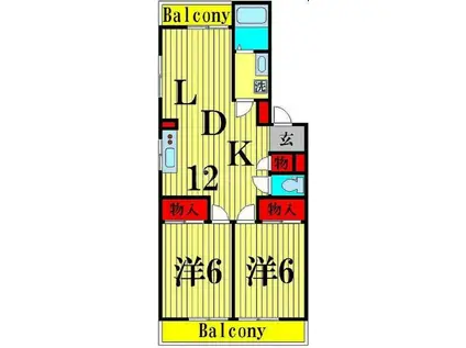 OMレジデンス 一ツ家(2LDK/3階)の間取り写真