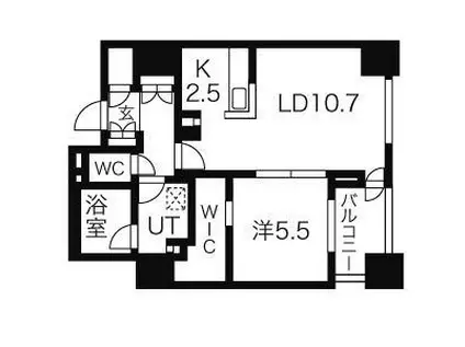 プライムメゾン南2条(1LDK/7階)の間取り写真