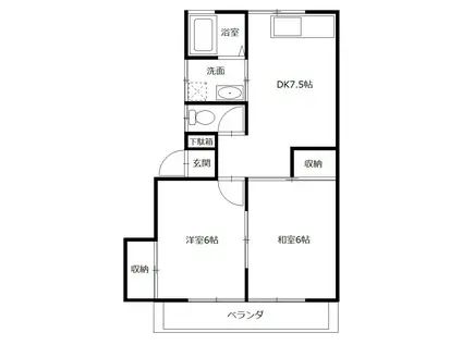 槻岡ハイツ(2DK/1階)の間取り写真