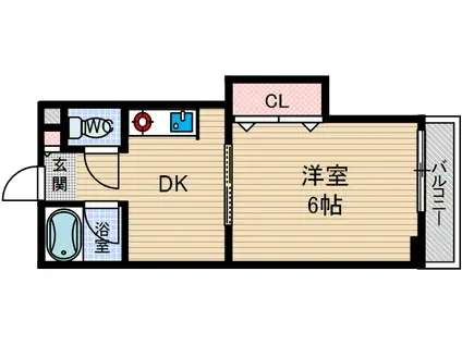 都部ハイツ(1DK/8階)の間取り写真