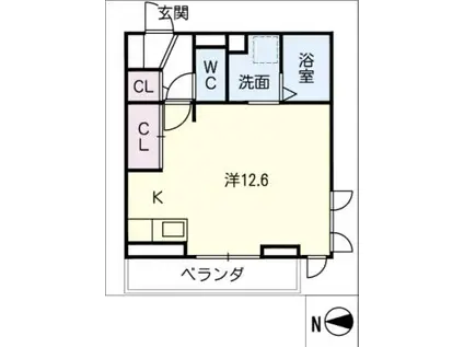スタブリテラス桑名(ワンルーム/2階)の間取り写真