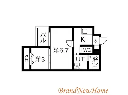 ジーイーシス(1LDK/2階)の間取り写真