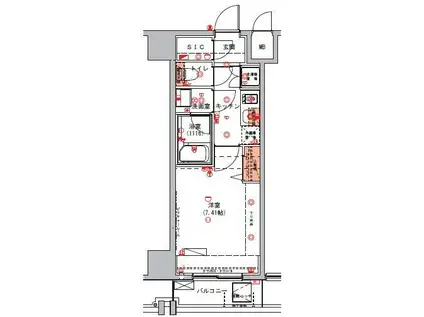 ハーモニーレジデンス錦糸町002(1K/11階)の間取り写真