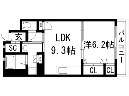 グリーンヒルズ仁川6号棟(1LDK/4階)の間取り写真