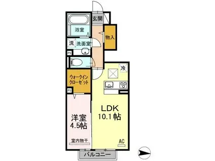 D-ROOM泉台A棟(1LDK/1階)の間取り写真