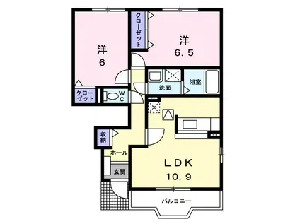 シューペルヴ・ロジュマン(2LDK/1階)の間取り写真
