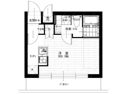 パークノヴァ横浜弐番館(ワンルーム/3階)の間取り写真