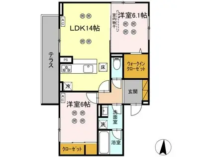 ローテ ベルク(2LDK/1階)の間取り写真