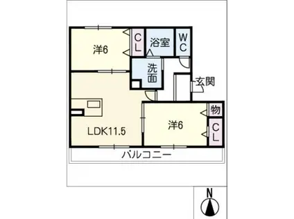 HAPPINESS SAWA(2LDK/1階)の間取り写真