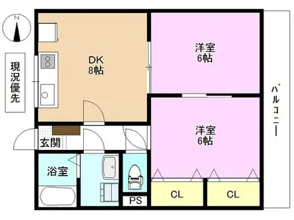フラワーヒル(2DK/3階)の間取り写真