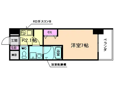 W-STYLE福島IIWISTARIA(1K/7階)の間取り写真