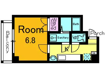 パインベルテII(1K/3階)の間取り写真