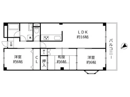 ロイヤルレインボー中主205(3LDK/2階)の間取り写真