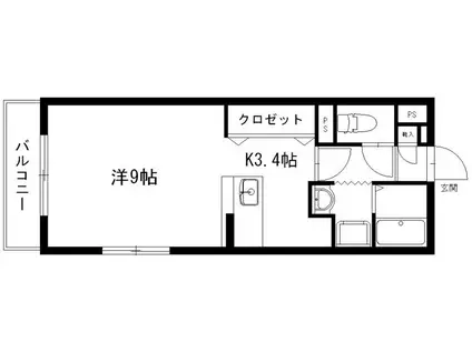 グランストーク上島(1K/1階)の間取り写真