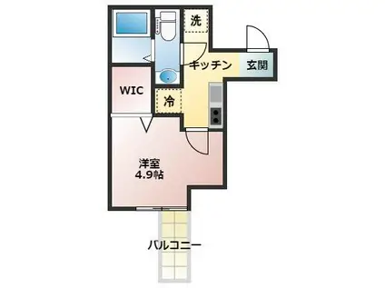 ヒルズ八柱II(1K/2階)の間取り写真