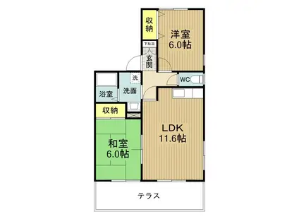 マノウールSAKAE(2LDK/1階)の間取り写真