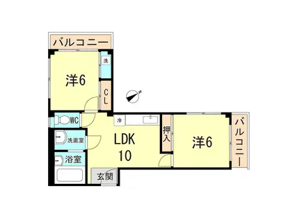 WING駅前通(2LDK/2階)の間取り写真