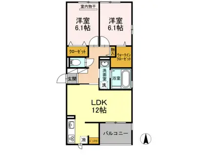 カーサ・寿A棟(2LDK/3階)の間取り写真