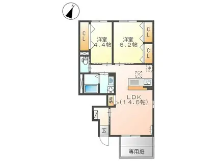 アルページュ(2LDK/1階)の間取り写真